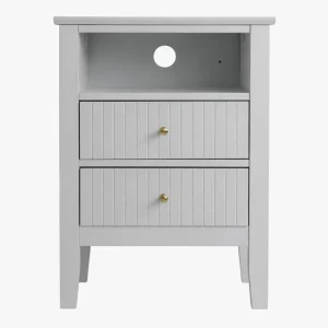 Buró Modelo Odette – Blanco, 2 Cajones con Lambrín, 1 Repisa y Herrajes Dorados | 48×35×61.5 cm