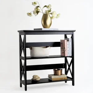 Consola para Recibidor Modelo Riva – Negro, 3 Repisas | 80×30×82 cm