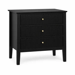 Buró Modelo Margot - Negro, 3 Cajones con Lambrín y Herrajes Dorados | 65x40x61.5