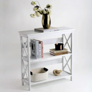 Consola para Recibidor Modelo Riva – Blanco, 3 Repisas | 80×30×82 cm