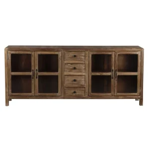 Buffet de teca reciclada y cristal 200X38X85