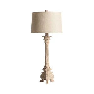 Lámpara de sobremesa de resina y algodón beige