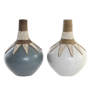 Set de 2 jarrones de bambú y conchas 30X30X40