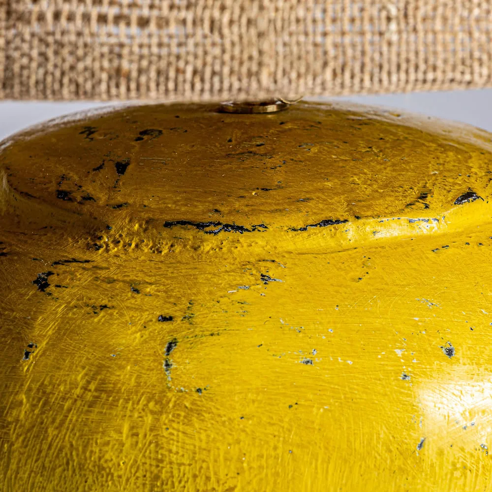 Lámpara de sobremesa de terracota mostaza y yute - Imagen 3