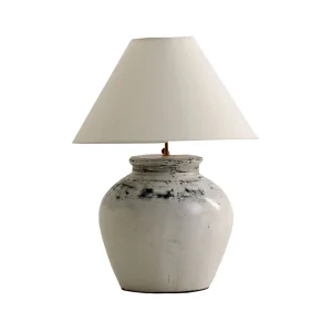 Lámpara de sobremesa en terracota blanco envejecido
