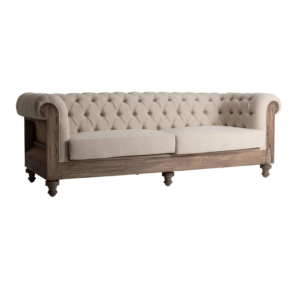 Sofá beige 240cm de estilo vintage Gore - Imagen 3