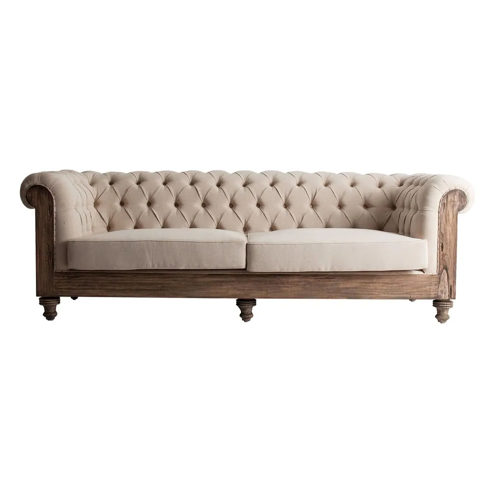 Sofá beige 240cm de estilo vintage Gore