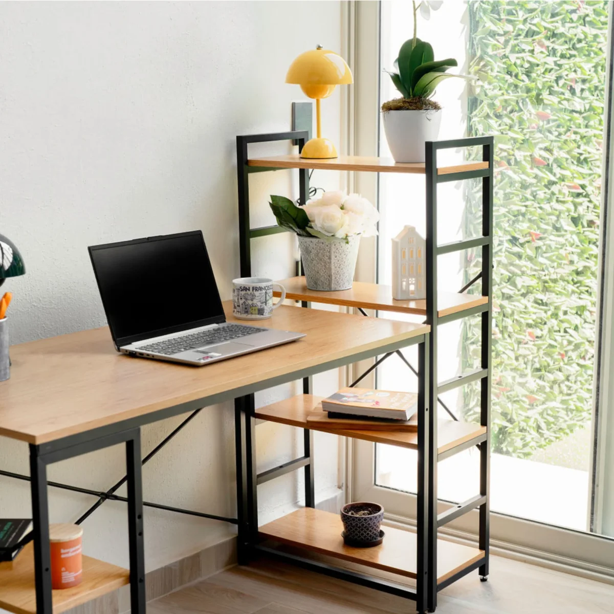 Librero Estantería Modelo Atlas – Café Claro, 4 Niveles y Estructura de acero | 60×24×116 cm - Imagen 6