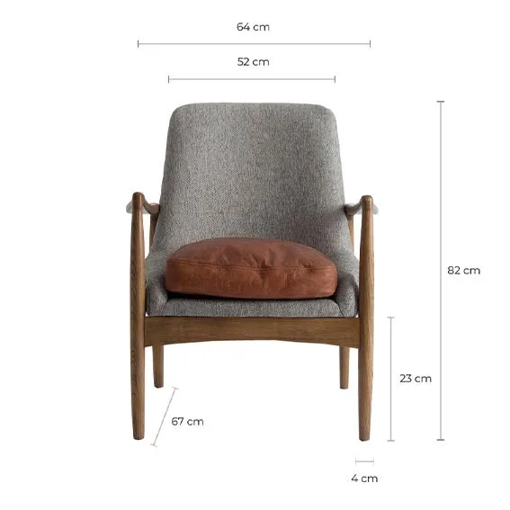 Sillón de madera y cuero Elati - Imagen 8