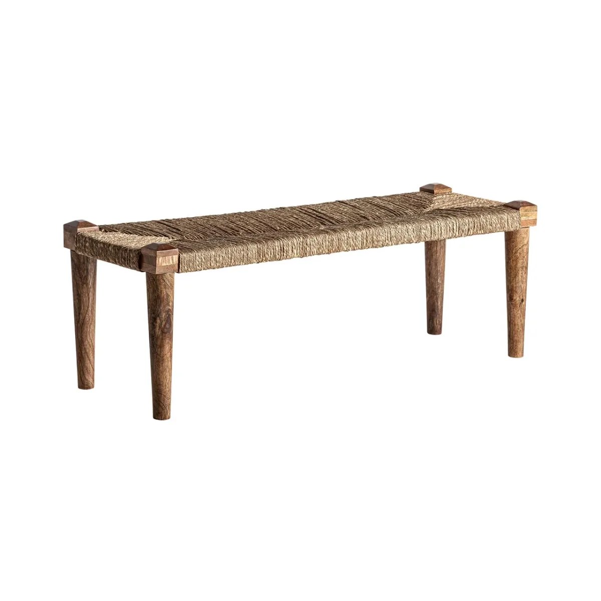 Banco de 120 cm de madera y fibra natural Tassarolo - Imagen 4