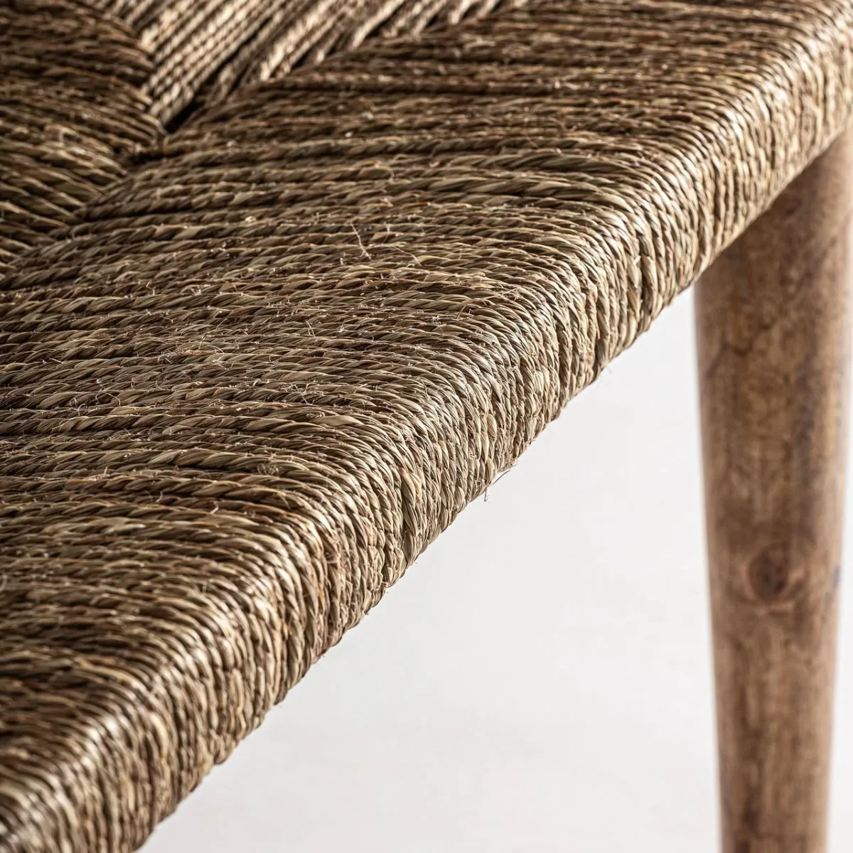 Banco de 120 cm de madera y fibra natural Tassarolo - Imagen 5