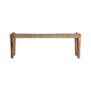 Banco de 120 cm de madera y fibra natural Tassarolo