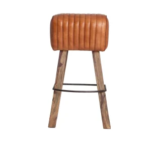 Taburete Almstock de cuero y hierro