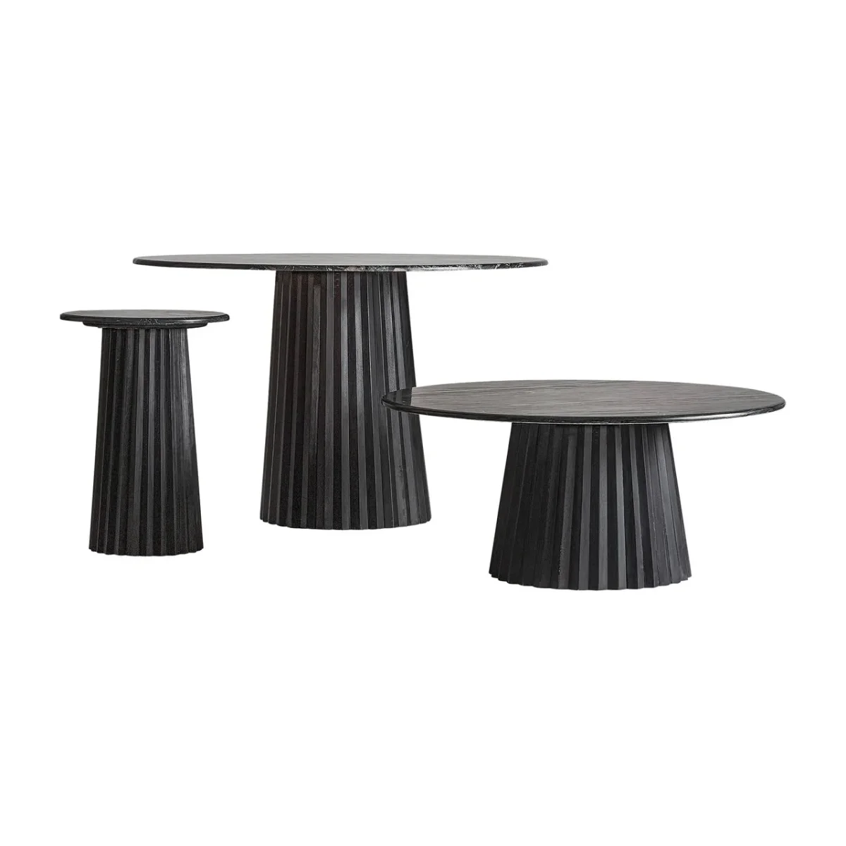 Mesa comedor de madera y mármol negro Plissé Wood - Imagen 5