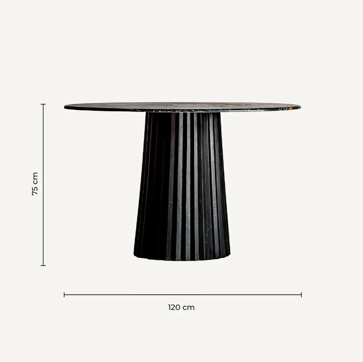 Mesa comedor de madera y mármol negro Plissé Wood - Imagen 9