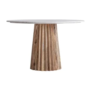 Mesa de comedor madera y mármol redonda 120 cm PLISSÉ WOOD