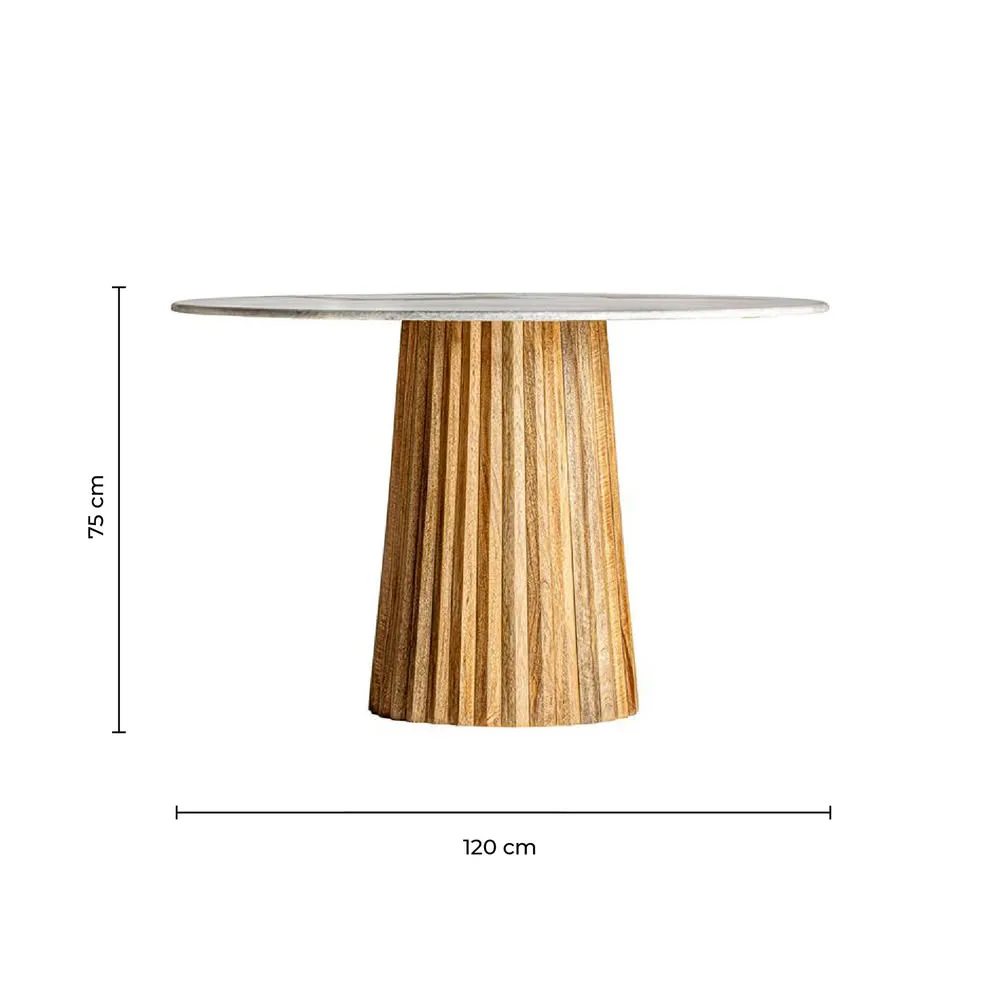 Mesa de comedor madera y mármol redonda 120 cm PLISSÉ WOOD - Imagen 8