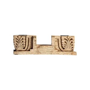 Portavelas de madera de teca tallada Argeen