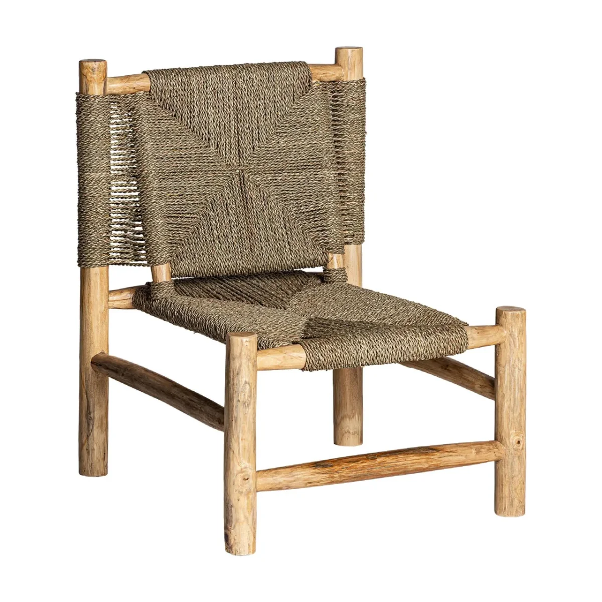 Sillón de rafia y teca Manhula