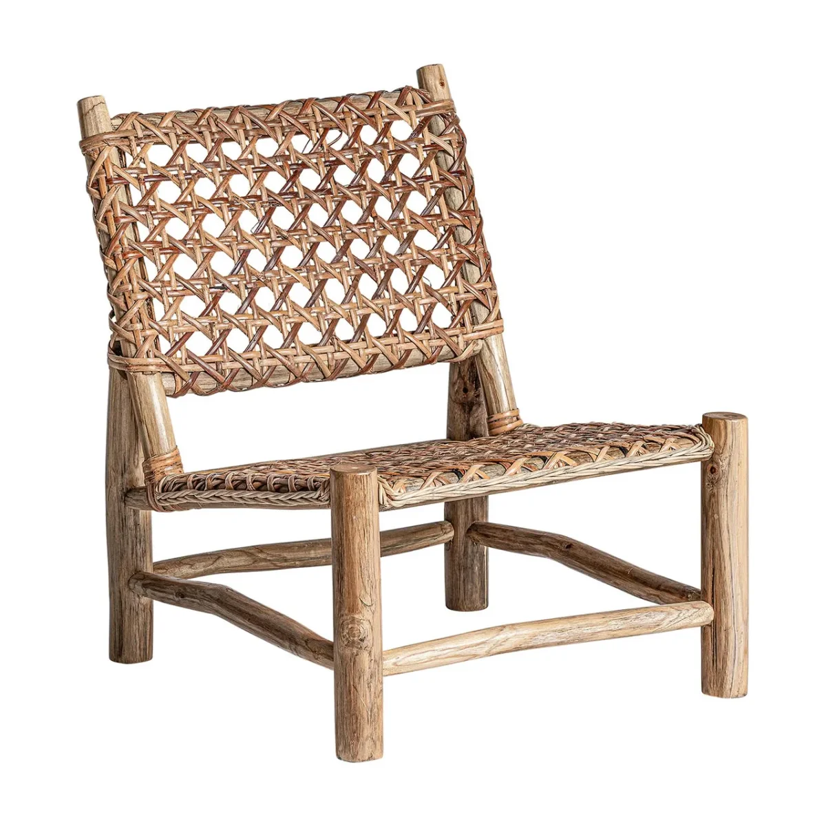 Sillón de madera y ratán Luban