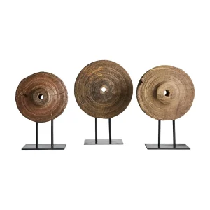 Figuras decorativas de poleas de madera (Juego de 3)