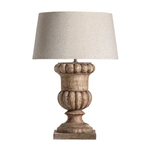 Lámpara de sobremesa de madera de mango y algodón