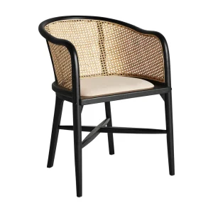 Sillón negro tapizado en lino natural Nuchis