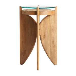Mesa auxiliar Riesa de madera de mango y ratán