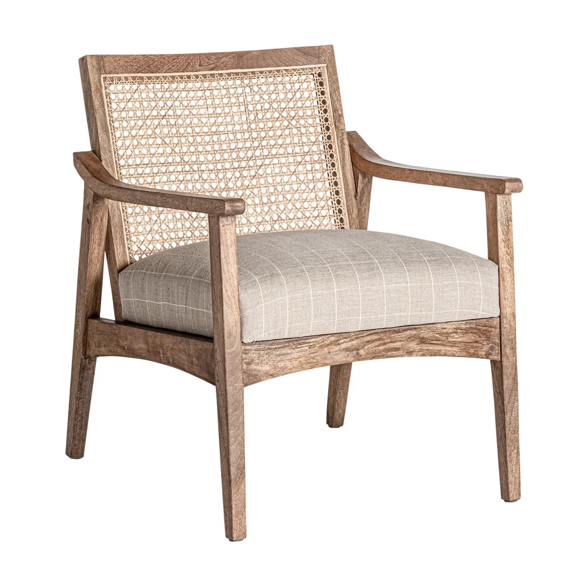 Sillón de madera de mango y ratán Valhey
