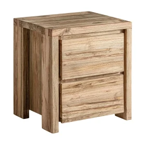 Mesita de noche de madera de teka reciclada 55 cm Lux