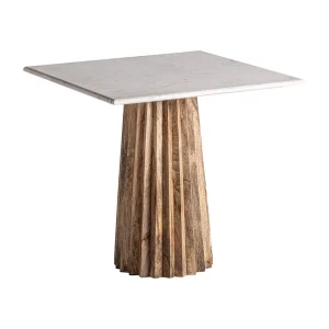 Mesa bar 80 cm de madera y mármol blanco Plissé Wood