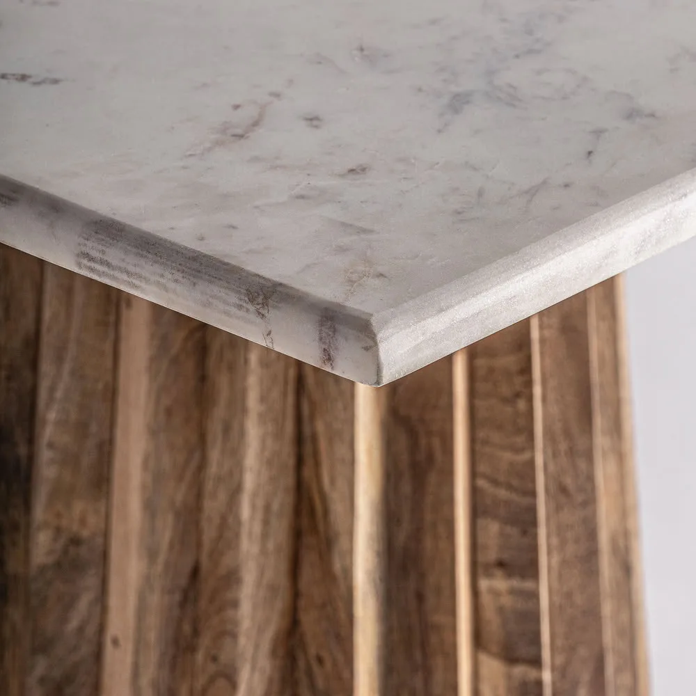 Mesa bar 80 cm de madera y mármol blanco Plissé Wood - Imagen 3