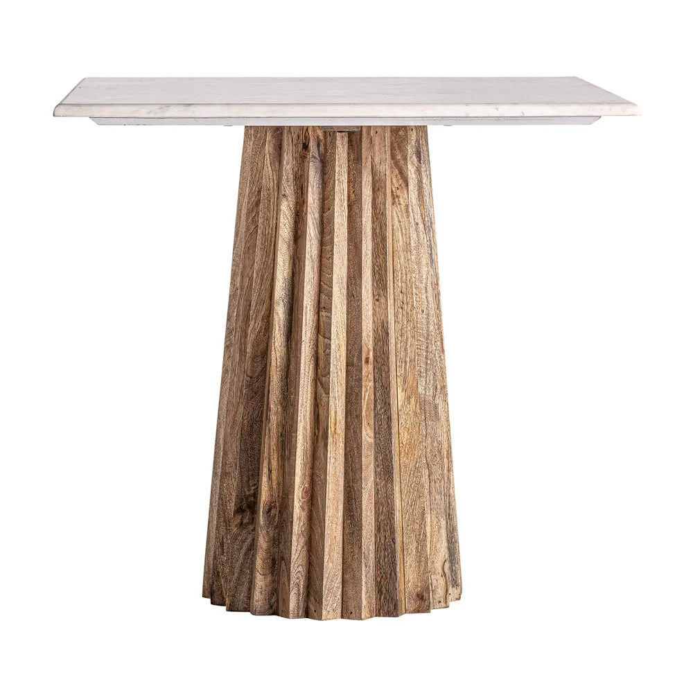 Mesa bar 80 cm de madera y mármol blanco Plissé Wood - Imagen 7