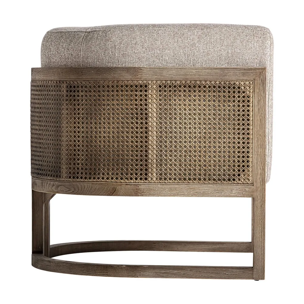 Sillón de madera de fresno tapizado beige Leiwen - Imagen 4