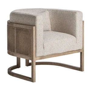Sillón de madera de fresno tapizado beige Leiwen
