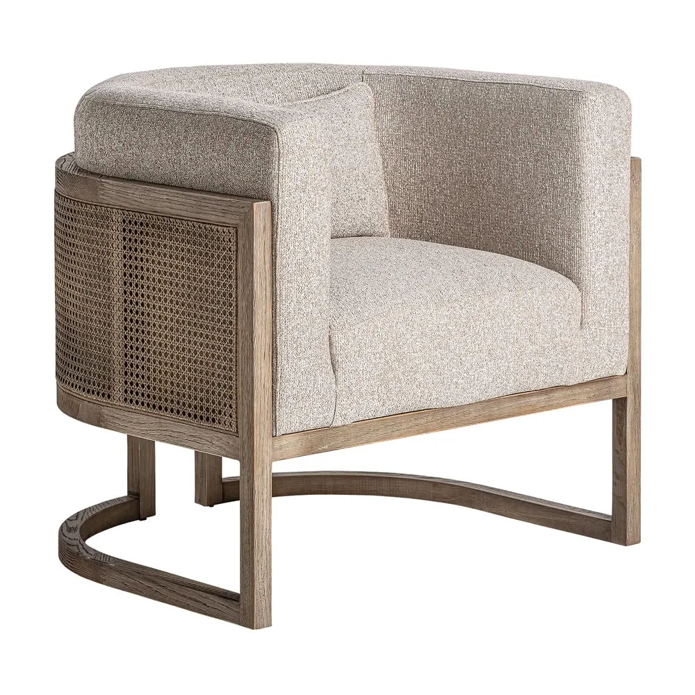 Sillón de madera de fresno tapizado beige Leiwen - Imagen 2