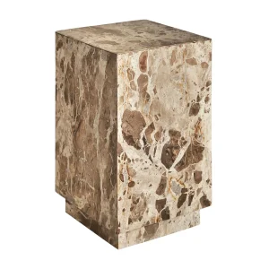 Mesa auxiliar de mármol beige 30x30x48  Grov