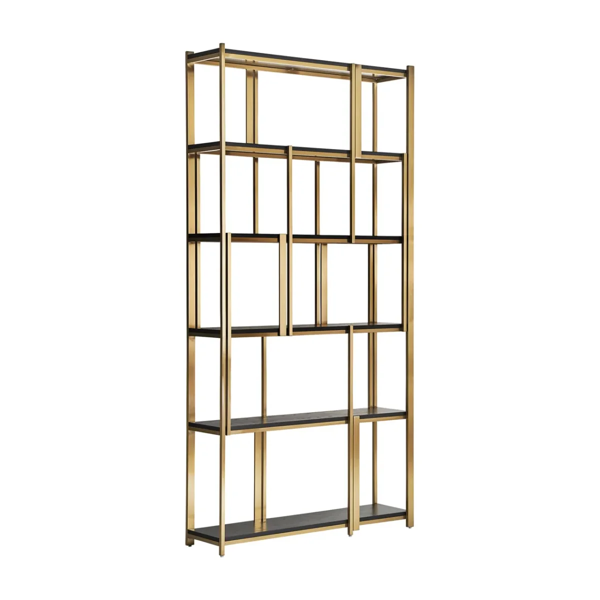 Estantería de acero dorado y roble negro Leira - Imagen 4