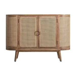 Aparador de madera y mimbre Beckley 120 cm