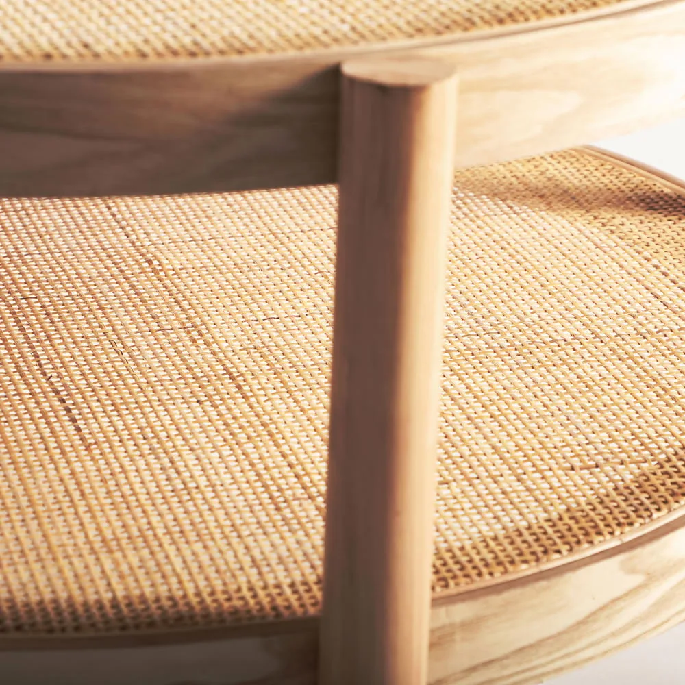 Mesa de centro Ikla de madera de fresno y ratán - Imagen 4