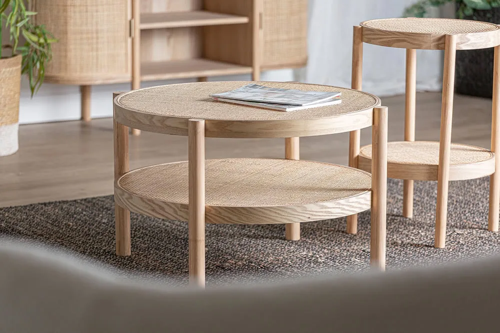 Mesa de centro Ikla de madera de fresno y ratán - Imagen 3