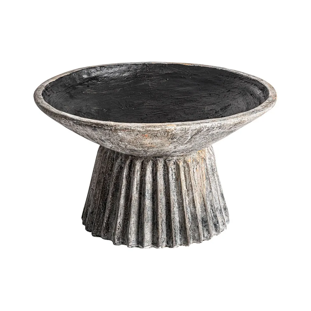 Ánfora decorativa de cemento oscuro Plissé Stone 81 cm - Imagen 3