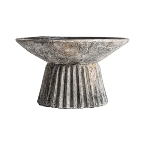 Ánfora decorativa de cemento oscuro Plissé Stone 81 cm