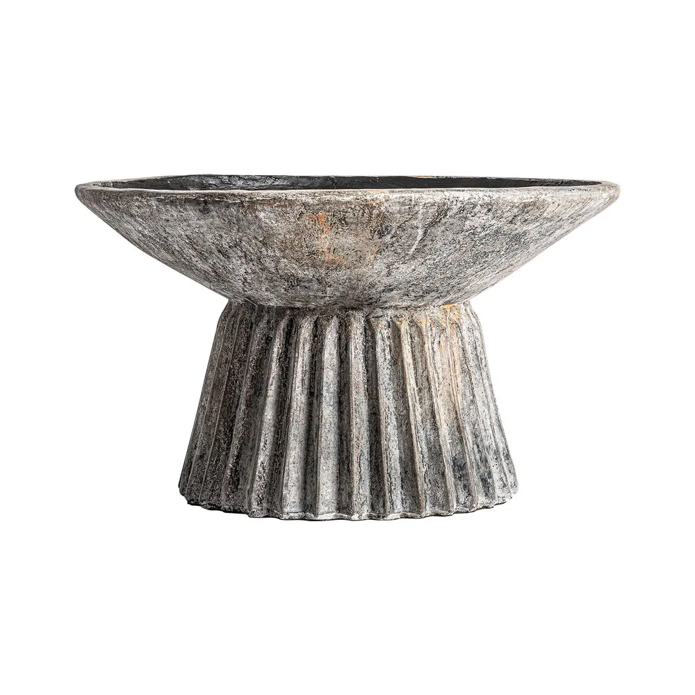 Ánfora decorativa de cemento oscuro Plissé Stone 81 cm