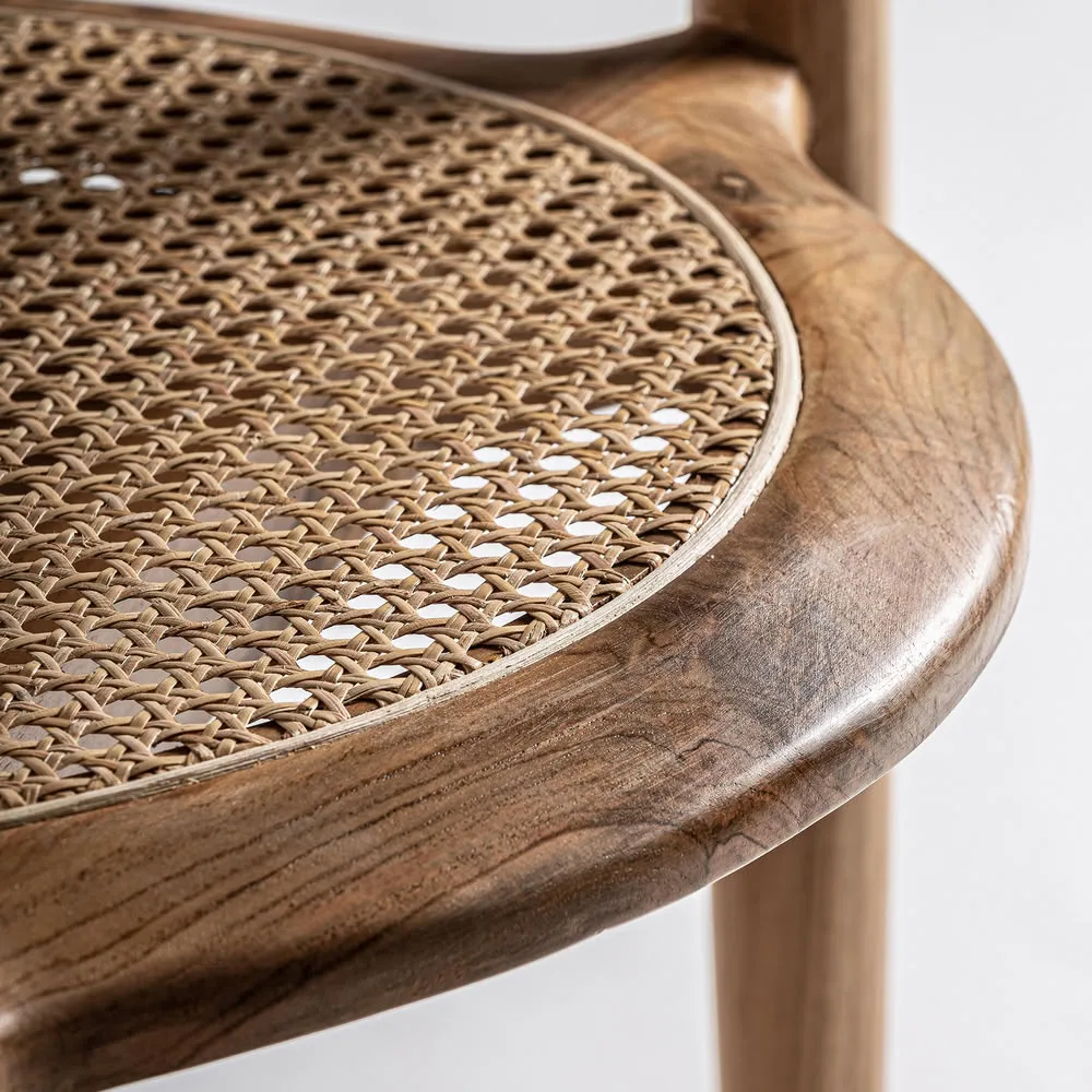 Silla de madera de teca y ratán Tostily - Imagen 3