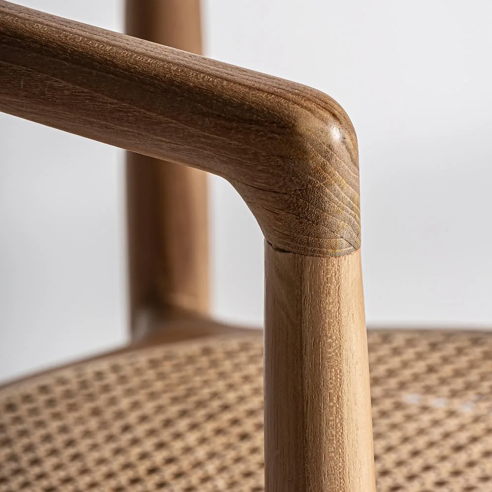Silla de madera de teca y ratán Tostily - Imagen 8