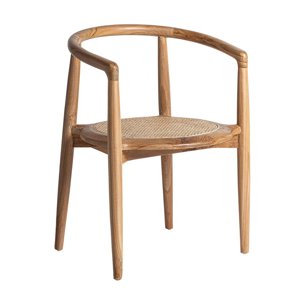 Silla de madera de teca y ratán Tostily