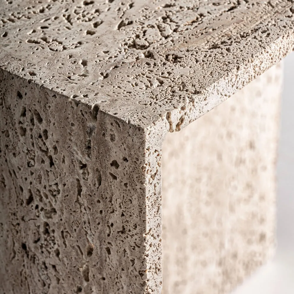 Mesa auxiliar de travertino 50×50 cm Theuville - Imagen 5