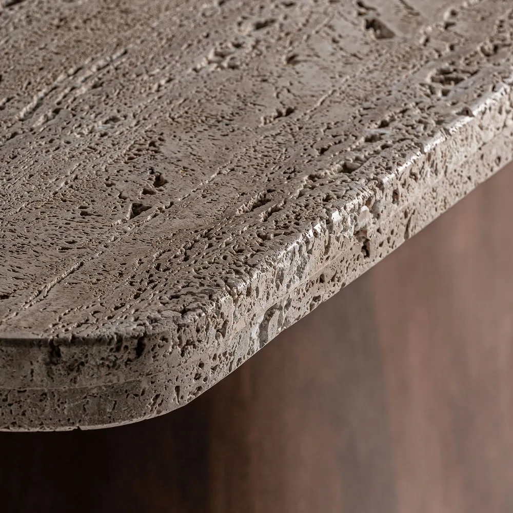 Mesa de comedor de madera y travertino 220 cm Sannum - Imagen 3