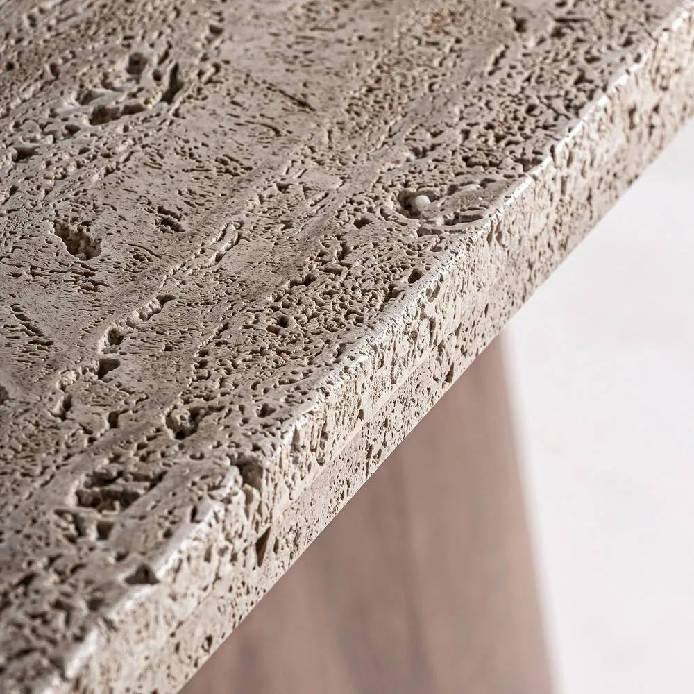 Mesa de comedor de madera y travertino 220 cm Sannum - Imagen 5
